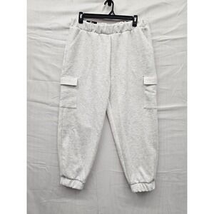 Express Womens Athletic‎ Cargo Jogger Pants Gray Poly Casual Workout Size XL